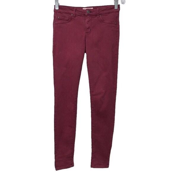 Garage Jegging Juniors 3 High Waist Burgundy Stretch - Picture 1 of 10